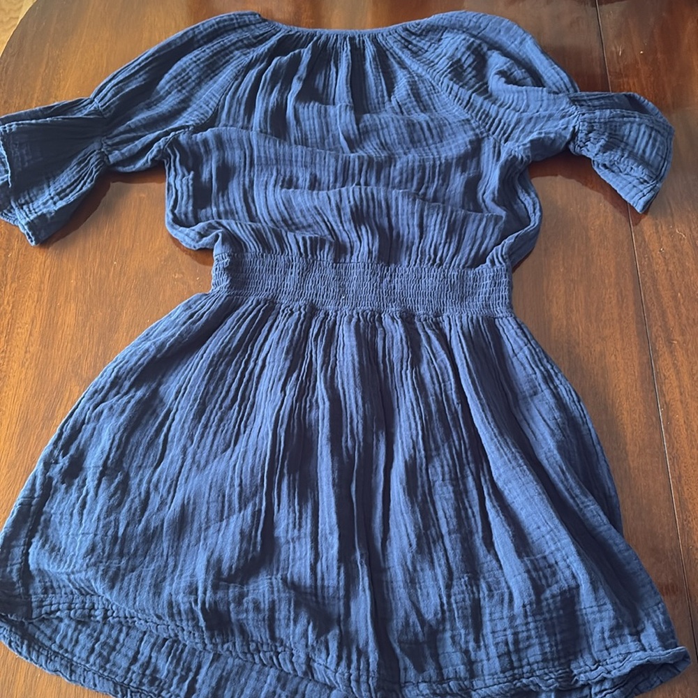 NWOT Michael Stars Navy Katelyn Lined Gauze 100% Cotton V Neck Dress- Size M - Picture 4 of 8